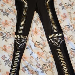 Black Embellished Women's Leggings